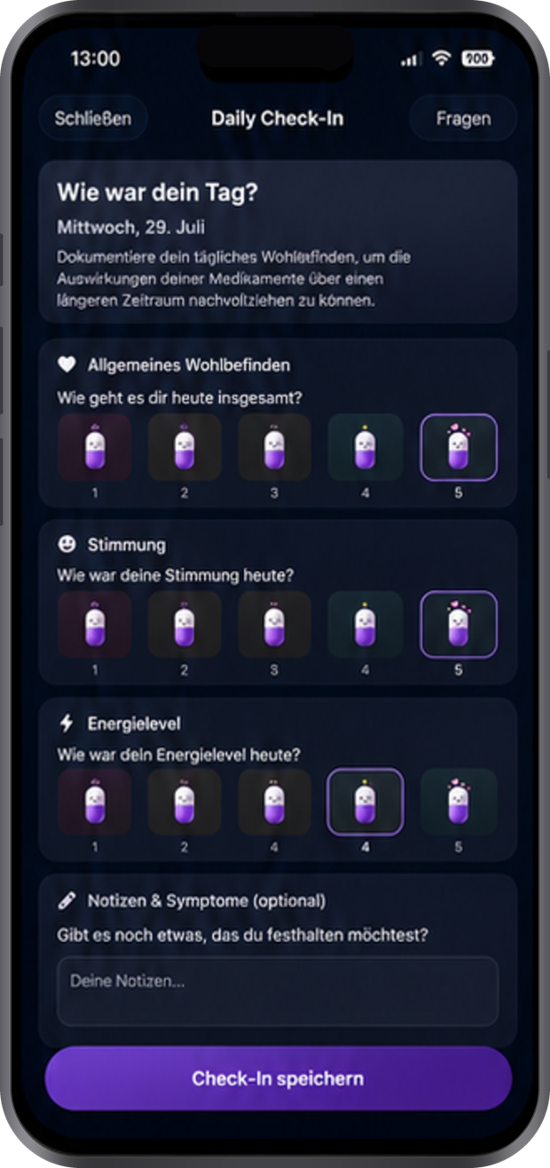 simpill App – Trinkziel-Ansicht